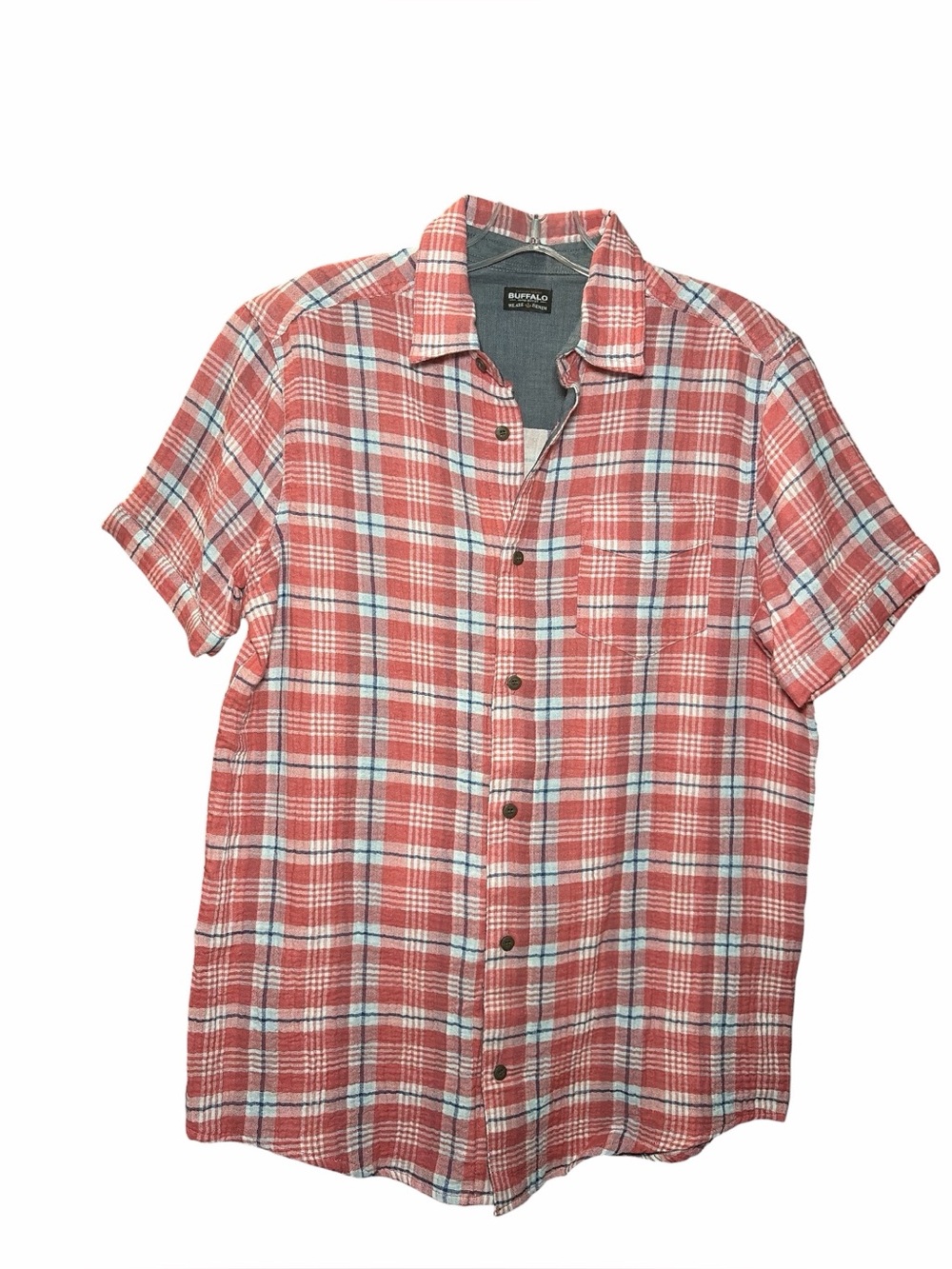 NWT Buffalo David Bitton Size Small Red Plaid Short Sleeve Button-Down